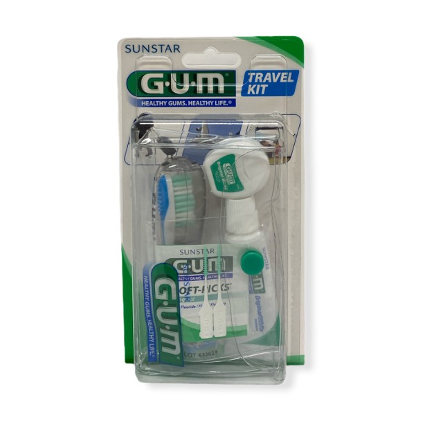 GUM 156 Travel Kit Σετ Ταξιδιού με Οδοντόβουρτσα, Οδοντόκρεμα 12.5ml και Οδοντικό Νήμα 10m