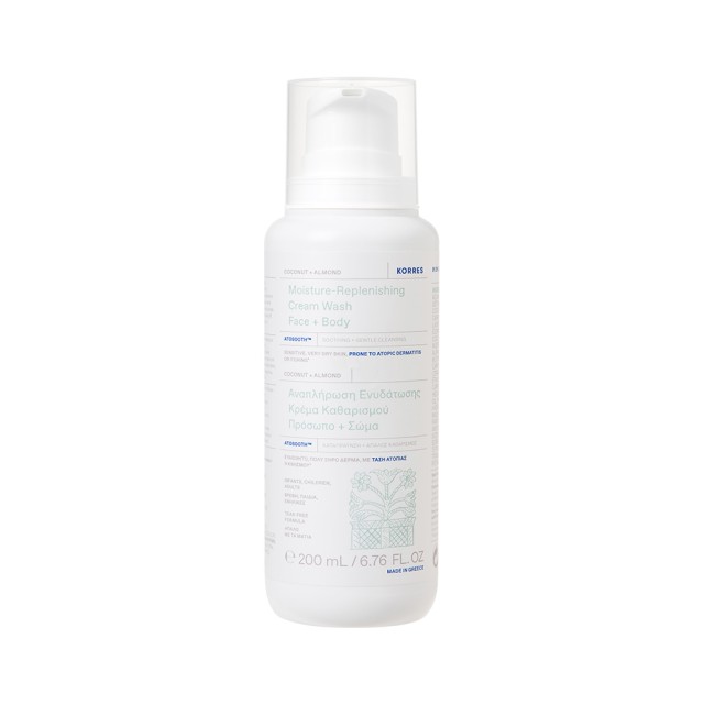 KORRES Moisture Replenishing Cream Coconut & Almond Κρέμα Καθαρισμού Προσώπου και Σώματος Για Ξηρές Επιδερμίδες Με Τάση Ατοπίας & Κνησμού 200ml
