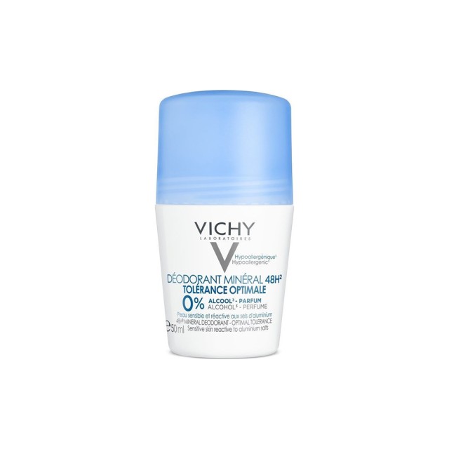 VICHY Deodorant Roll - On Min48H Tolerance Αποσμητικό Χωρίς Άρωμα για Ευαίσθητη & Αντιδραστική Επιδερμίδα 50ml