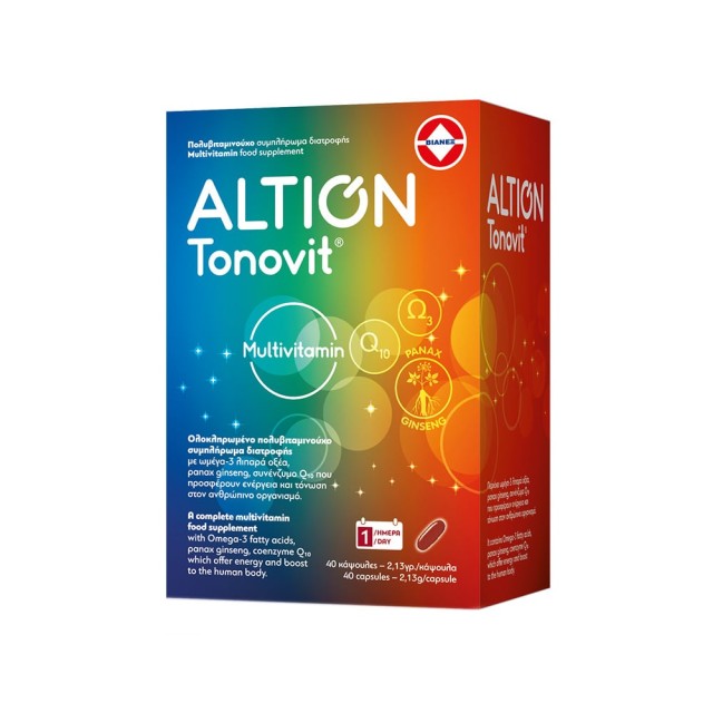 ALTION Tonovit Πολυβιταμίνη με Ω-3 Λιπαρά Οξέα, Q10, Χωρίς Ιώδιο, 40 Μαλακές Κάψουλες