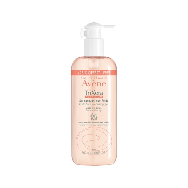 AVENE TriXera Nutrition Νutri Fluid Cleanser Λεπτόρευστο Θρεπτικό Καθαριστικό Για Πρόσωπο & Σώμα 500ml