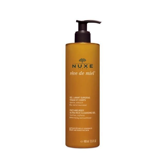 NUXE Reve de Miel Face & Body Ultra-Rich Cleansing Gel with Honey & Sunflower Απαλό Καθαριστικό για Πρόσωπο και Σώμα 400ml