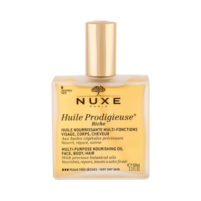 NUXE Huile Prodigieuse Rich Multipurpose Nourishing Oil Ενυδατικό Λάδι Για Πρόσωπο, Σώμα & Μαλλιά 100ml