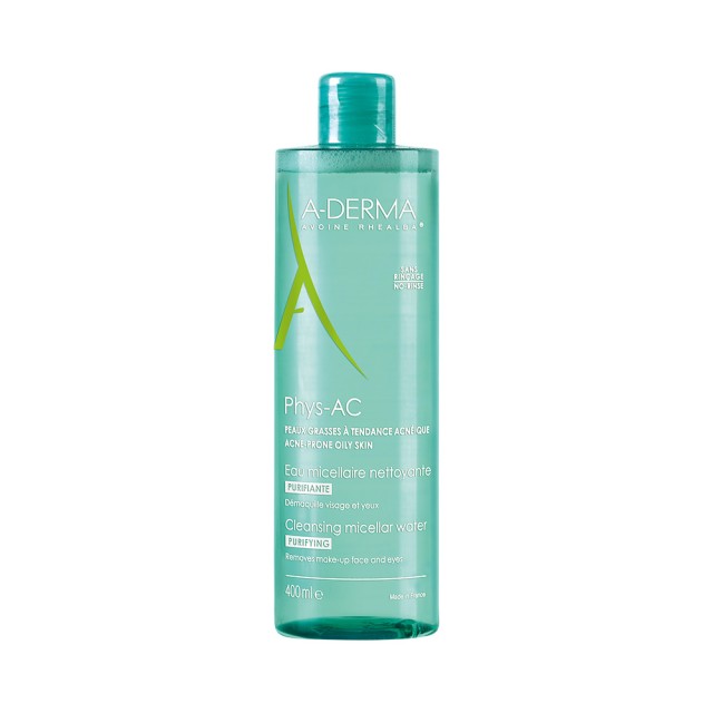 A-DERMA Phys-AC Cleansing & Make-up Remover Νερό Καθαρισμού Ντεμακιγιάζ για Δέρμα Με Τάση Ακμής 400ml