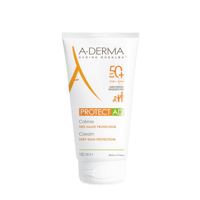 A-DERMA Protect Sun Cream SPF50+ Αντηλιακή Κρέμα για Πρόσωπο - Σώμα Πολύ Υψηλής Προστασίας για Ατοπικό - Επιρρεπές Δέρμα 150ml
