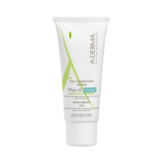 A-DERMA Phys-AC 24ωρη Ενυδατική Κρέμα Προσώπου για Λιπαρές Επιδερμίδες κατά των Ατελειών & της Ακμής 40ml