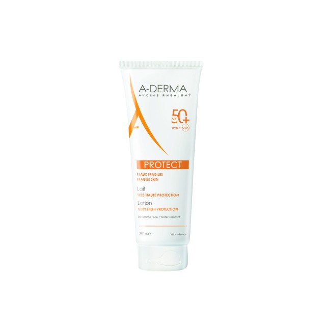 A-DERMA Protect Sunscreen Emulsion SPF50+ Αντηλιακό Γαλάκτωμα Προσώπου - Σώματος για Όλη την Οικογένεια 250ml