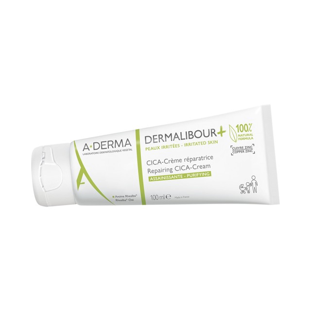 A-DERMA Dermalibour + Cica Επανορθωτική - Εξυγιαντική Κρέμα για Πρόσωπο - Σώμα για την Επανόρθωση της Ερεθισμένης και Εύθραυστης Επιδερμίδας 100ml