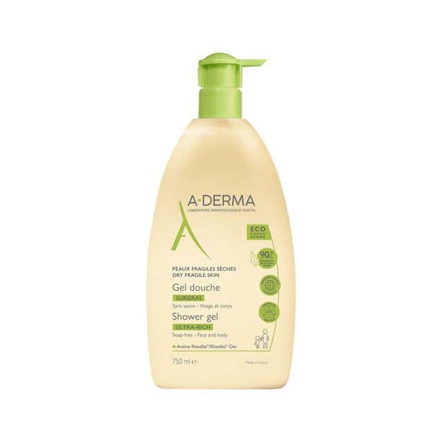 A-DERMA Surgras Shower Gel Αφρόλουτρο Καθαρισμού για Ξηρές Επιδερμίδες 750ml