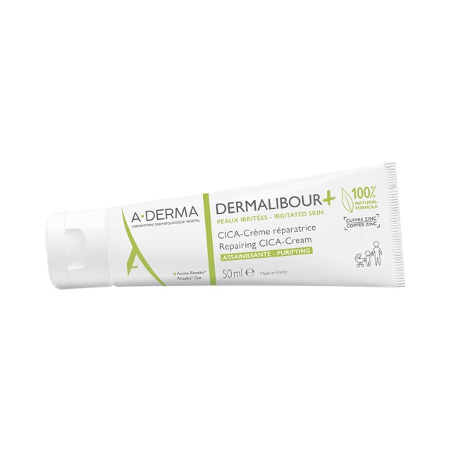 A-DERMA Dermalibour + Cica Επανορθωτική - Εξυγιαντική Κρέμα για Πρόσωπο - Σώμα για την Επανόρθωση της Ερεθισμένης και Εύθραυστης Επιδερμίδας 50ml