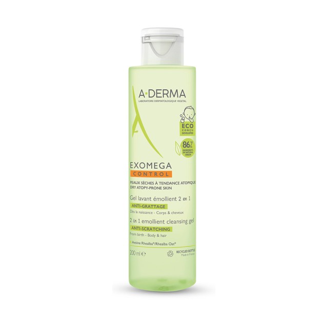 A-DERMA Exomega Control Σαμπουάν - Αφρόλουτρο για Βρέφη & Παιδιά με Ατοπικό Δέρμα 2 in 1 500ml