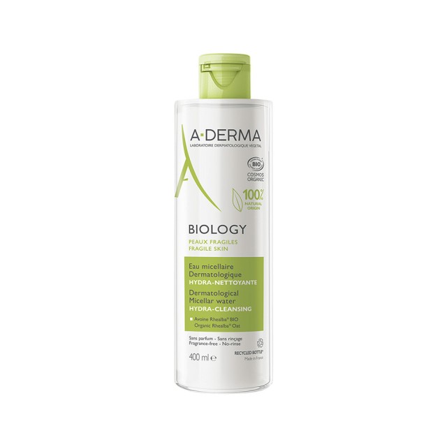 A-DERMA Biology Eau Makeup Remover Νερό Καθαρισμού - Ντεμακιγιάζ Προσώπου και Ματιών 400ml