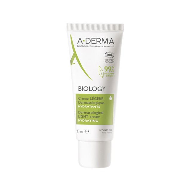 A-DERMA Biology Creme Ενυδατική Κρέμα Προσώπου - Λαιμού Ελαφριάς Υφής για Κανονικές - Μικτές Επιδερμίδες 40ml