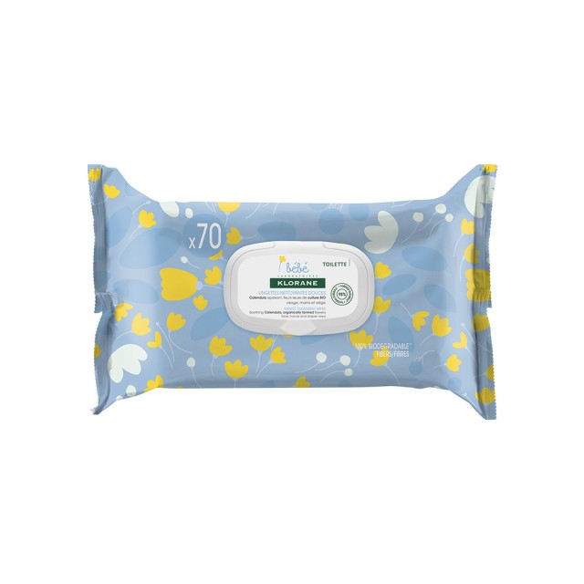 KLORANE Trio Wipes Μαντηλάκια Καθαρισμού για Όλο το Σώμα & Πρόσωπο 70τμχ 2+1 Δώρο