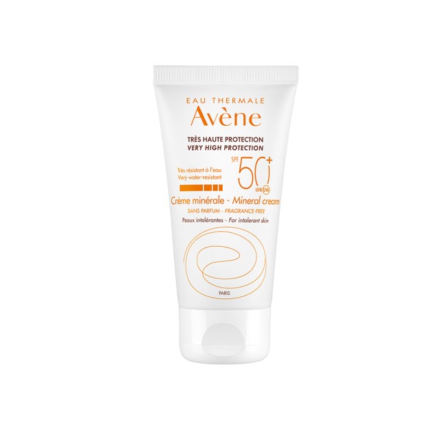 AVENE Minerale Sunscreen SPF 50+ - Αδιάβροχη Αντηλιακή Κρέμα Προσώπου 50ml