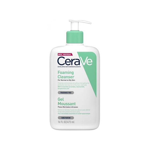 CERAVE Foaming Cleanser Gel Καθαρισμού για Κανονικές - Λιπαρές Επιδερμίδες 473ml