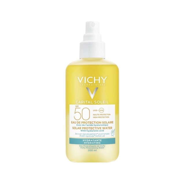 VICHY Capital Soleil Solar Protective Water Hydration Spf50 Αντηλιακό Νερό Υψηλής Προστασίας με Υαλουρονικό Οξύ 200ml