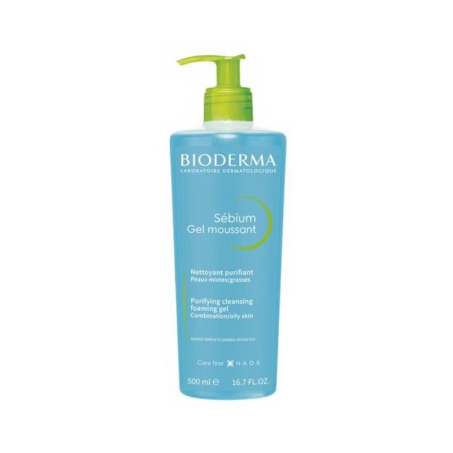 BIODERMA Sebium Gel Moussant Απαλό Αφρίζον Τζελ Καθαρισμού για Μικτές & Λιπαρές Επιδερμίδες 500ml