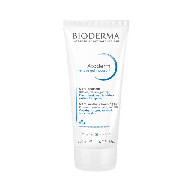 BIODERMA Atoderm Intensive Gel Moussant Τζελ Καθαρισμού Προσώπου & Σώματος για πολύ Ξηρό με Τάση Ατοπίας Δέρμα 200ml