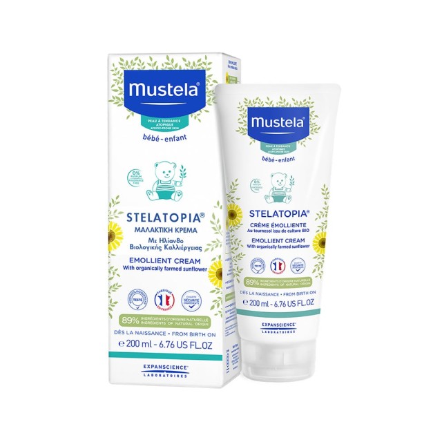 MUSTELA Stelatopia Creme Emolliente with Sunflower Βρεφική-Παιδική Μαλακτική Κρέμα Σώματος για Ατοπική Δερματίτιδα 200ml