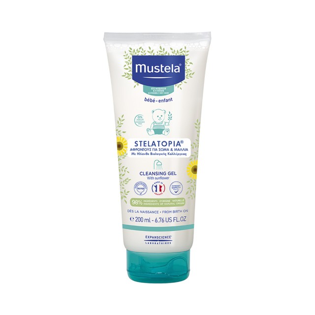 MUSTELA Stelatopia Cleansing Gel-Extremely Dry Skin Αφροντούς Σώματος & Μαλλιών για Βρέφη & Παιδιά για Ατοπικό Δέρμα 200ml