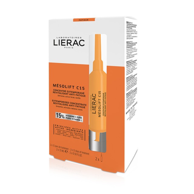 LIERAC Mesolift C15 Extemporaneous Anti-fatigue Revitalizing Concentrate Συμπύκνωμα με Ενεργά Συστατικά Κατά της Κούρασης 2x15ml