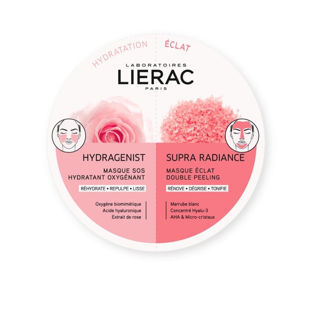 LIERAC Hydragenist & Supra Radiance Duo Mask Limited Edition Ενυδατική & Μάσκα Λάμψης Διπλής Απολέπισης 2x6ml
