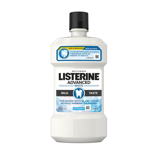LISTERINE Advanced White Mouth Solution Advanced White Στοματικό Διάλυμα με Ήπια Γεύση 250ml