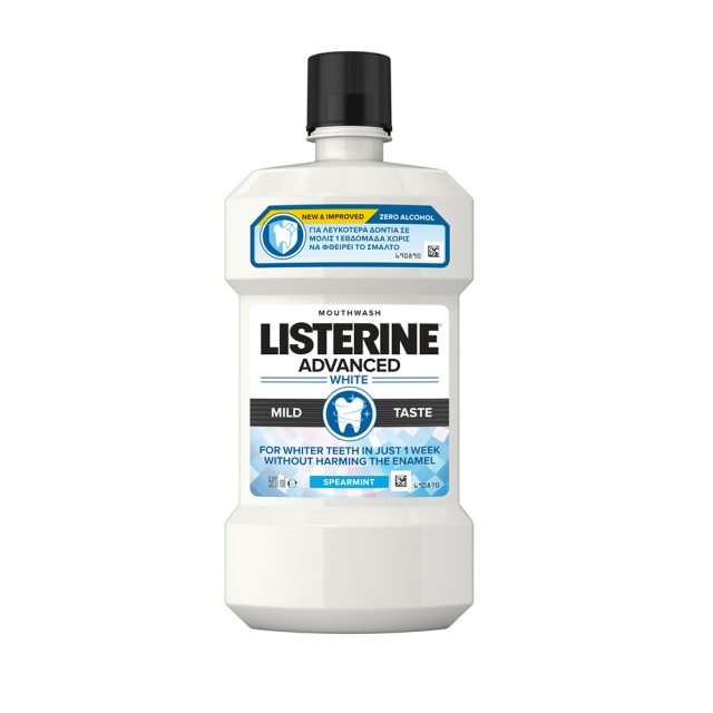 LISTERINE Advanced White Mouth Solution Advanced White Στοματικό Διάλυμα με Ήπια Γεύση 500ml