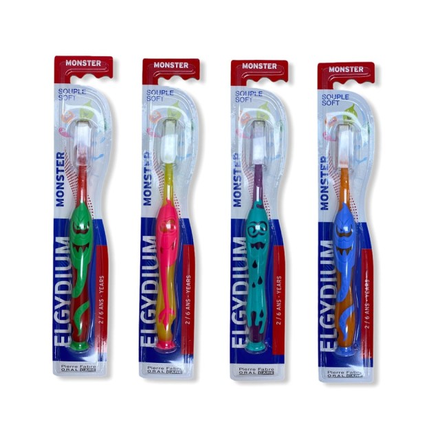 ELGYDIUM Kids Monster Οδοντόβουρτσα για παιδιά ηλικίας 2 έως 6 ετών - Διάφορα Χρώματα