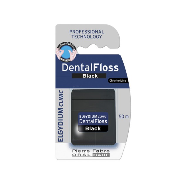 ELGYDIUM Dental Floss Black Κηρωμενο Με Χλωρεξιδινη 50m