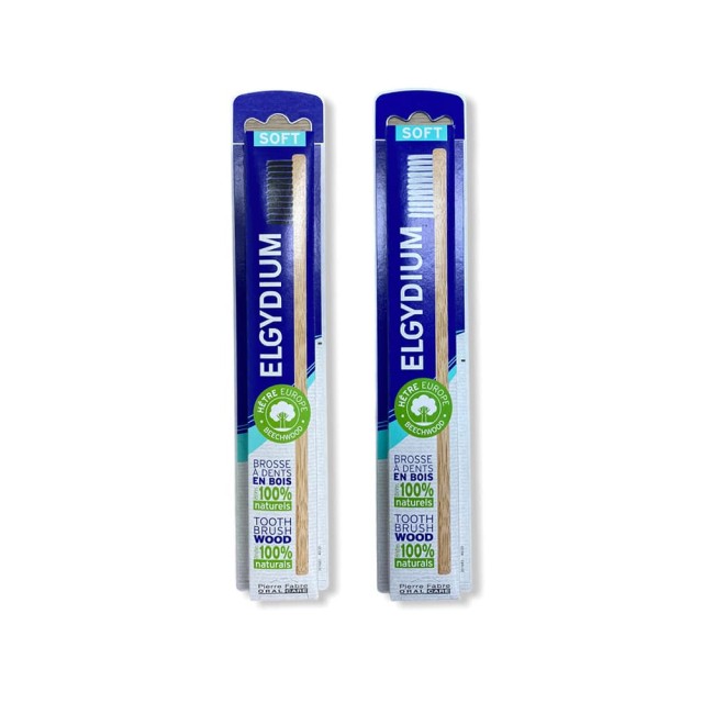 ELGYDIUM Wood Toothbrush Soft White or Black Ξύλινη Οικολογική Οδοντόβουρτσα - Τυχαία Επιλογ? Χρ?ματος