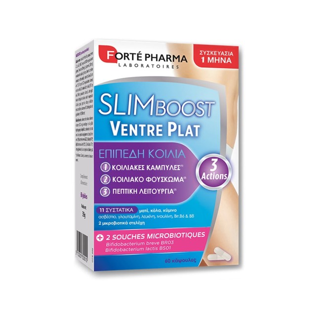 FORTE PHARMA Slim Boost Ventre Plat Φόρμουλα Τριπλής Δράσης για την Μείωση του Βάρους 60 Κάψουλες