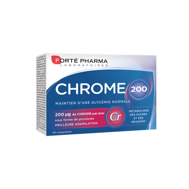 FORTE PHARMA Chrome 200 Συμπλήρωμα Διατροφής με Χρώμιο για την Απώλεια Βάρους 30 Ταμπλέτες
