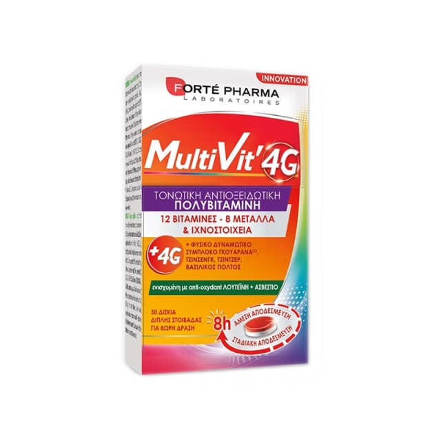 FORTE PHARMA Multivit 4G Senior Τονωτική Αντιοξειδωτική Πολυβιταμίνη 30 Δισκία