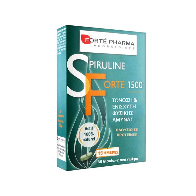 FORTE PHARMA Spiruline Forte 1500mg Σπιρουλίνα 30 Ταμπλέτες