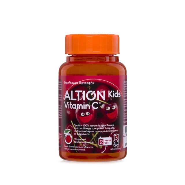 ALTION Kids Vitamin C Παιδικό Συμπλήρωμα Διατροφής με Φυσικό Άρωμα Κεράσι 60 Ζελεδάκια