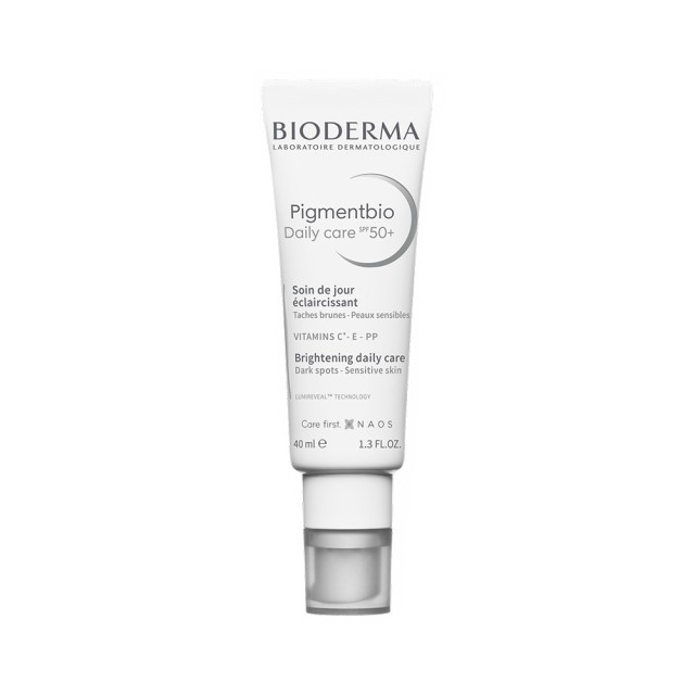 BIODERMA Pigmentbio Daily Care Spf50+ Ενυδατική & Λευκαντική Κρέμα Προσώπου Ημέρας για Ευαίσθητες Επιδερμίδες κατά των Ατελειών & των Πανάδων με Βιταμίνη C 40ml