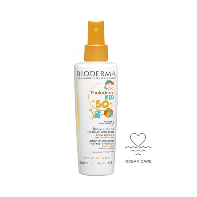 BIODERMA Photoderm Kid Spf50+ Αντηλιακό Spray Μέγιστης Φωτοπροστασίας για το Εύθραυστο Δέρμα των Παιδιών 200ml