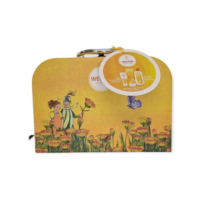 WELEDA Baby Suitcase με Σαμπουάν & Αφρόλουτρο Καλέντουλας 200ml, Κρέμα Καλέντουλας για Αλλαγή Πάνας 75ml, Γαλάκτωμα Σώματος Καλέντουλας για Βρέφη & Παιδιά 200ml