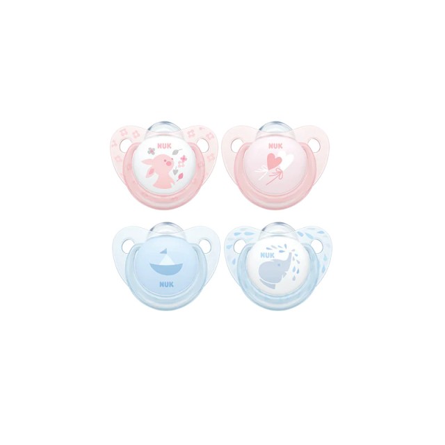 NUK Ορθοδοντική Πιπίλα Σιλικόνης για 0-6 μηνών Baby Rose & Blue με Θήκη