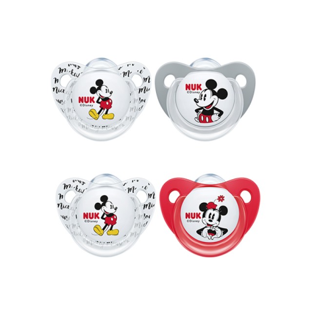NUK Ορθοδοντική Πιπίλα Σιλικόνης για 0-6 μηνών Mickey / Minnie Mouse με Θήκη