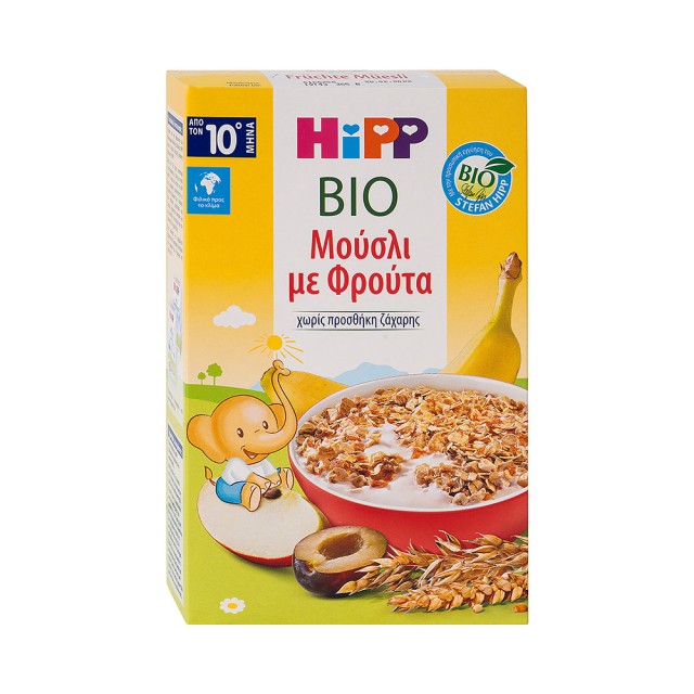 HIPP Παιδικά Μούσλι με Γεύση Φρούτων Χωρίς Ζάχαρη 200gr για 12+ μηνών