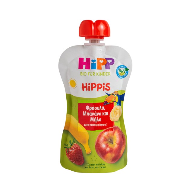 HIPP Fruit pulp Φρουτοπολτός Φράουλα, Μπανάνα, Μήλο 100gr