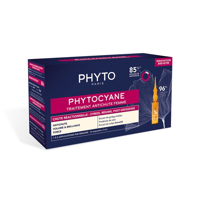 PHYTO Phytocyane Densifying Treatment Serum Αγωγή Κατά της Αντιδραστικής Τριχόπτωσης για Γυναίκες 12 Αμπούλες x 5ml