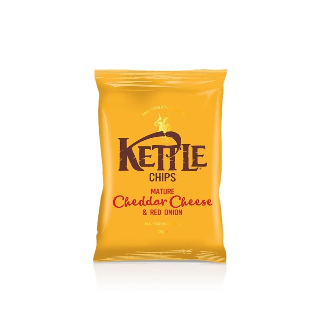 KETTLE Chips τσένταρ & κόκκινο κρεμμύδι 150gr