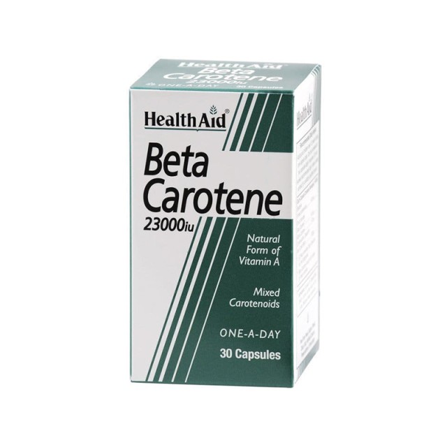 HEALTH AID Beta Carotene 23000iu Συμπλήρωμα Διατροφής για Καλή Όραση, Δυνατά Οστά, Δέρμα, Μαλλιά & Δόντια 30 Κάψουλες