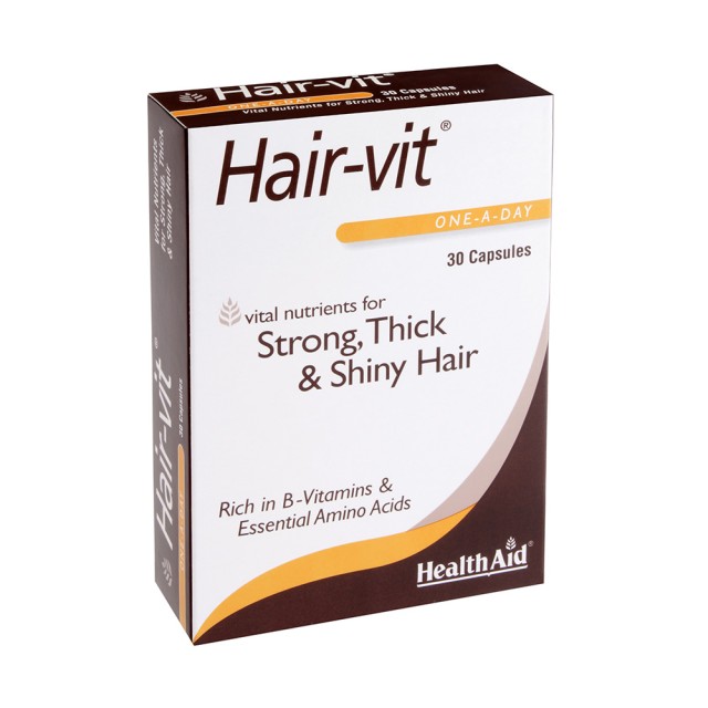 HEALTH AID Hairvit Συμπλήρωμα Διατροφής με Βιταμίνες, Μέταλλα, Ιχνοστοιχεία & Αμινοξέα για Υγιή Μαλλιά 30 Κάψουλες