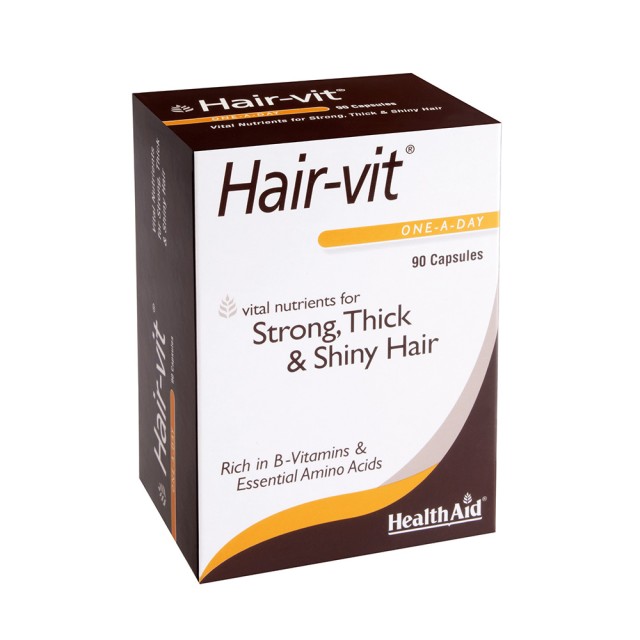 HEALTH AID Hairvit Συμπλήρωμα Διατροφής με Βιταμίνες, Μέταλλα, Ιχνοστοιχεία & Αμινοξέα για Υγιή Μαλλιά 90 Κάψουλες