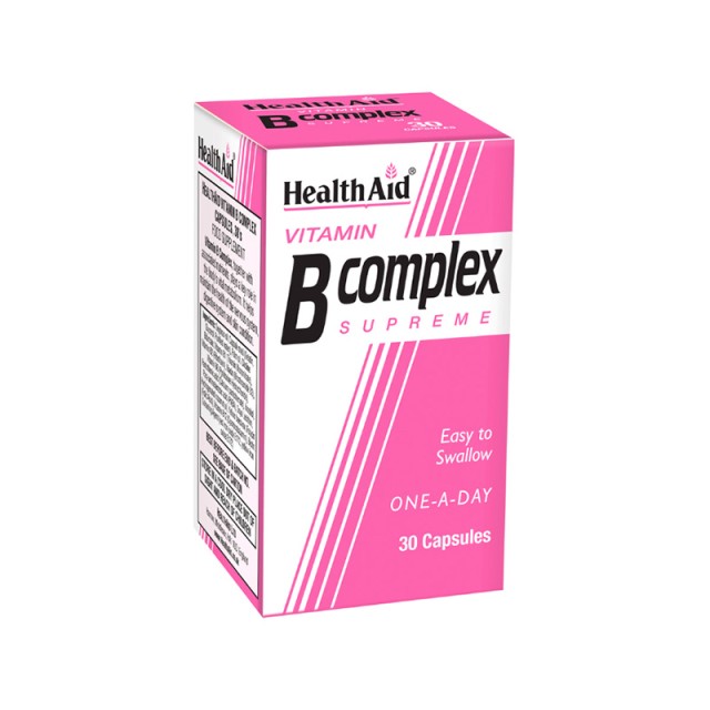 HEALTH AID Β-Complex Συμπλήρωμα Διατροφής με Σύμπλεγμα Βιταμινών Β για Διατήρηση της Υγείας του Νευρικού Συστήματος 30 Κάψουλες